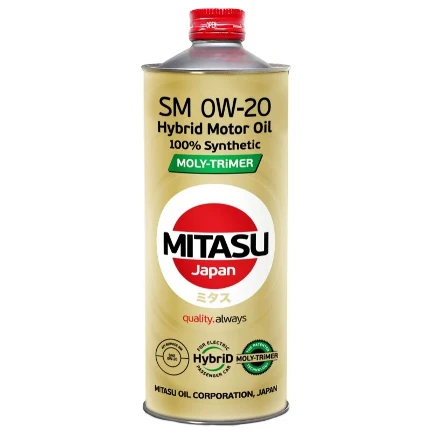 Фото для Масло моторное Mitasu Hybrid Moly-Trimer 0w20, синтетическое, API SM, ACEA A1/B1, для бензинового двигателя, 1л, арт. MJ-M02/1