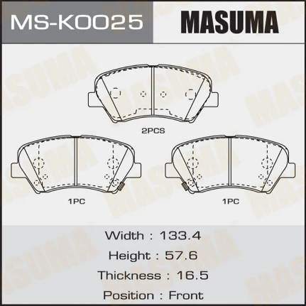 Фото для Колодки тормозные дисковые Masuma передние, комплект на ось (4 шт), арт. MS-K0025