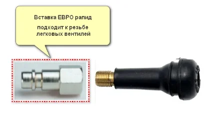 Фото для Вставка ЕВРО рапид - внутр резьба под легковой вентиль (адаптер для пневмоподушки Rossvik) 