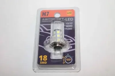 Фото для Автолампа светодиод 12V H7 цоколь P*26d 18SMD White АВТОСВЕТ