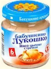 Фото для БАБУШКИНО ЛУКОШКО, ПЮРЕ мясо цыплят-греч. крупа "Курочка ряба", с 6 мес. (100 гр)