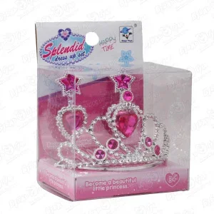 Фото для Набор украшений принцессы корона и серьги-клипсы розовые