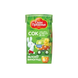 Фото для Сок Сады Придонья яблоко-виноград 125мл с 6мес