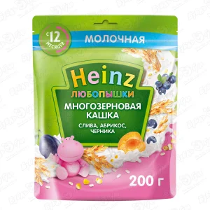 Каша Heinz Любопышки молочная слива-абрикос-черника 200г с 12мес БЗМЖ
