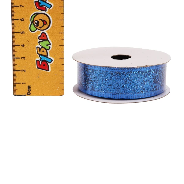 Фото для Лента упаковочная с блестками синяя 2,5х270см