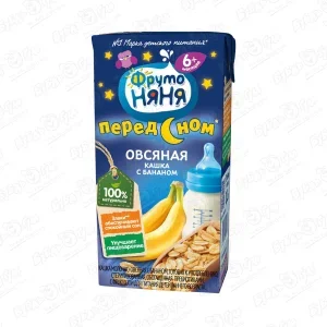 Фото для Каша ФрутоНяня молочная овсяная с бананом 200мл с 6мес БЗМЖ