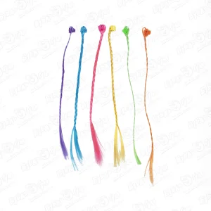 Крабики для волос с разноцветными косичками