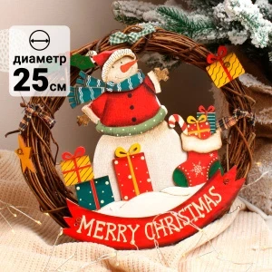 Фото для Украшение декоративное Венок деревянное подвесное 25см в ассортименте