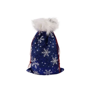 Фото для Мешок для подарков и сладостей со снежинками синий 50см