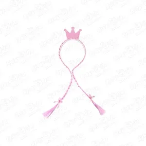 Ободок с короной и розовыми косичками