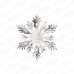 Украшение елочное Снежинка прозрачно-серебряная 11см