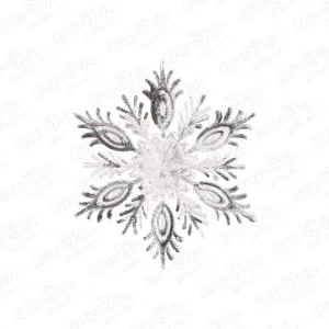 Фото для Украшение елочное Снежинка прозрачно-серебряная 11см