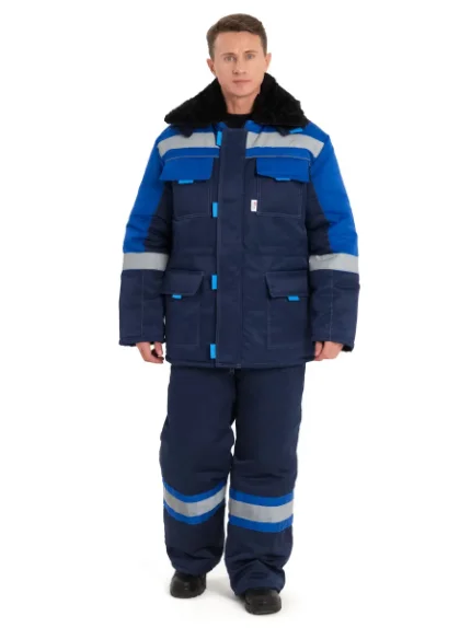 Фото для Костюм зимний "НОВА" куртка+п/к синий с васильковым 4 клим. пояс