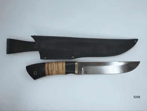 Нож "Луч" сталь Х12МФ (граб+береста, латунь с проставкой+трубка)