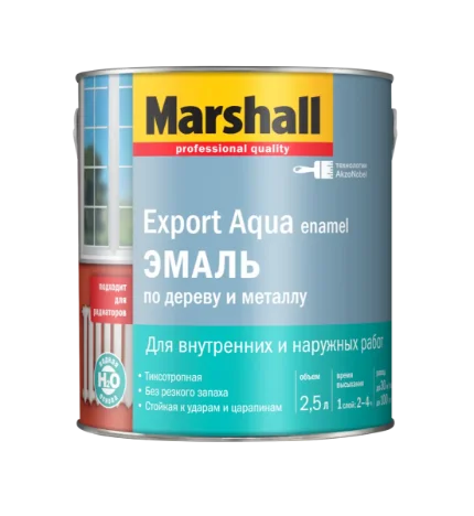 Эмаль для дерева и металла, на водной основе,белая, полуматовая Marshall Export Aqua 2,5 л AkzoNobel