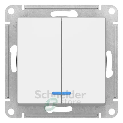Фото для Выключатель AtlasDesign белый 2кл. с индикатором, без рамки Schneider Electric
