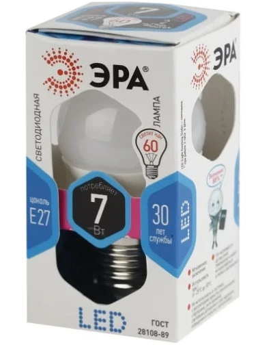 Лампа ЭРА LED smd P45-7W-840-E27 55624
