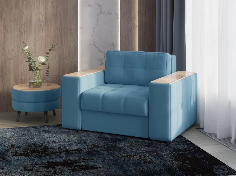 Фото для Кресло-кровать Виконт (Светло-голубой/Дуб канадский)