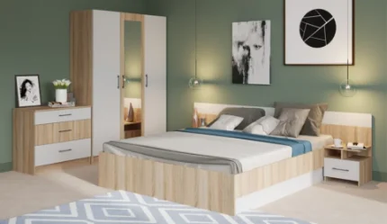 Фото для Кровать Алёна 1.6 с настилом (Дуб сонома/Белый)