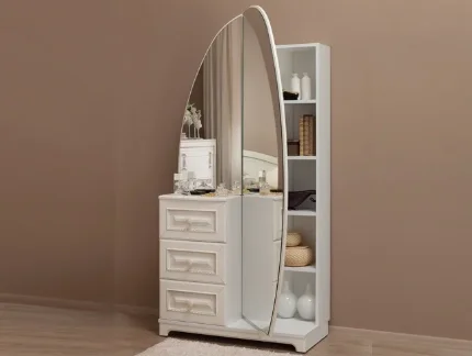 Фото для Шкаф комбинированный Белла с зеркалом (Белый/Джелато Софт/Патина)
