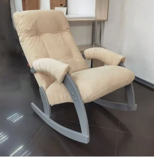 Кресло-качалка Неаполь Модель 11 (Серый ясень-эмаль/Ткань Ваниль Verona Vanilla)