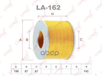 Фото для Фильтр Воздушный A-136/A-120 Lynx La-162 LYNXauto арт. LA-162