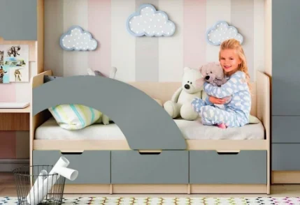 Фото для Юниор-3 Кровать 1600*800 м (Шарли бриз, Дуб беленый) МИФ