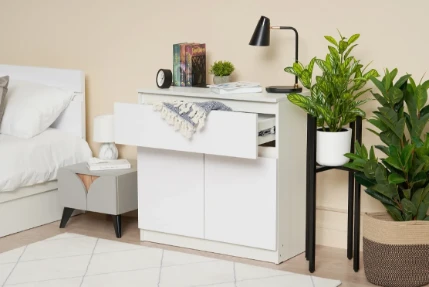 Фото для Челси Комод 800 1 ящик 2 двери (Белый глянец холодный, Белый) МИФ