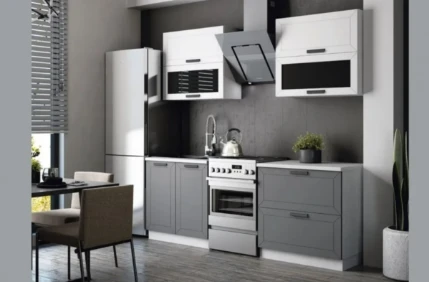 Фото для Кухня Монако 1,6м ( 490) Компоновка №2 (Белый снег Софт / Графит софт(Антарес)) МИФ