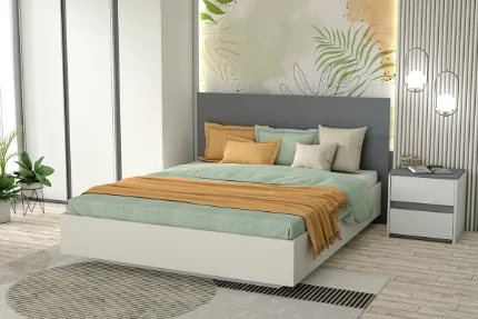 Фото для Кровать 1400 арт.031 М1 ЛДСП (Миндаль, Графит) ДИАЛ