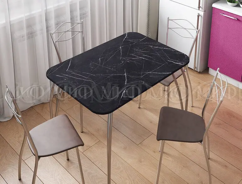 Стол кухонный прямоугольный 1000*670 (Мрамор черный) МИФ
