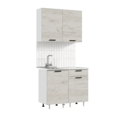 Фото для ЛДСП Кухня Рио NEW 1,0м (490) (Дуб Крафт Белый,Белый (Антарес) МИФ