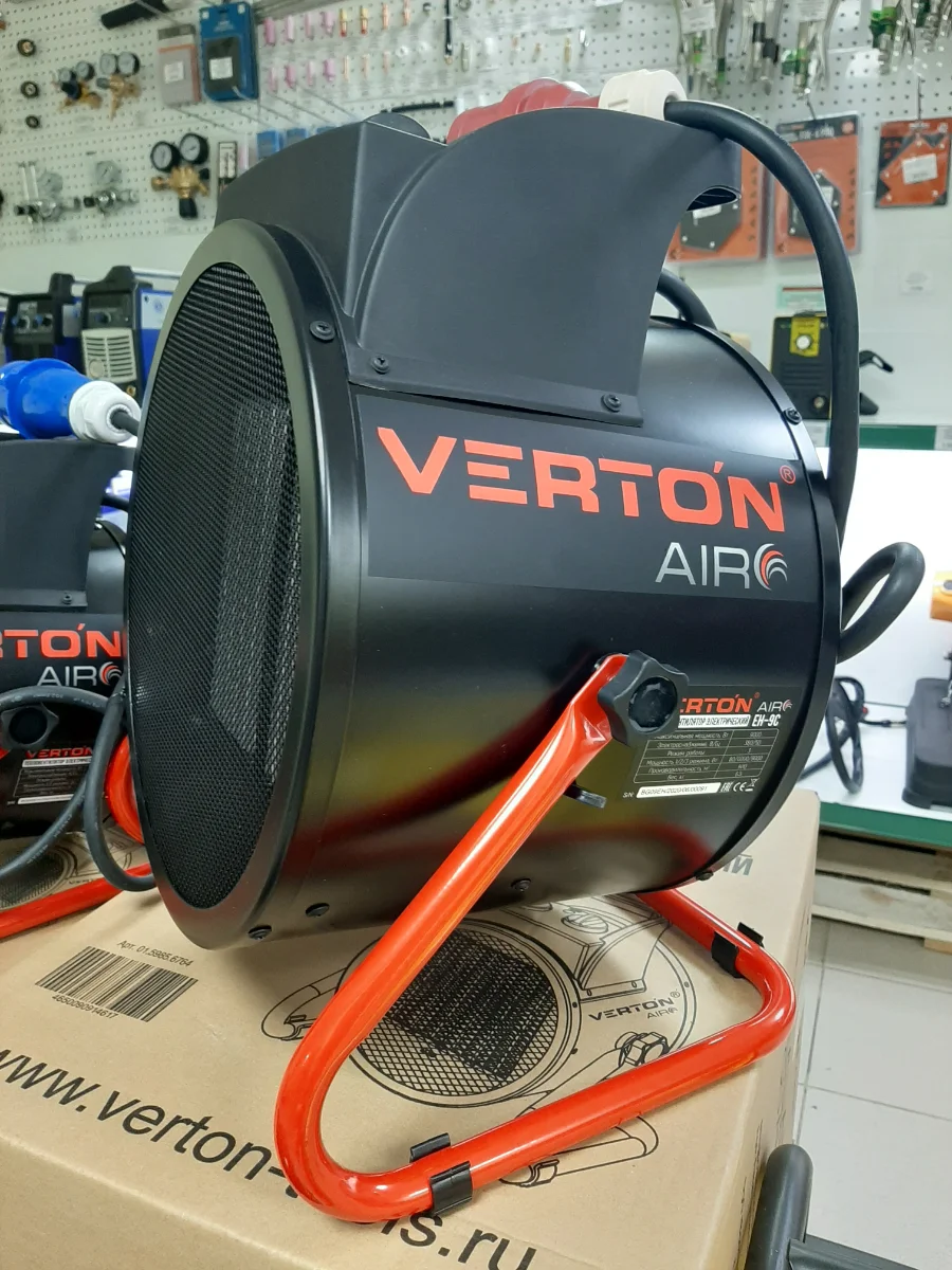 Электрический тепловентилятор Verton AirEH-9C (380В,80/6000/9000Вт,1410куб.м.)( в комп.сил. вилка)