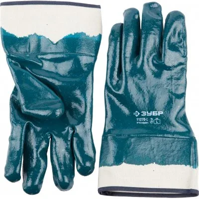 Прочные перчатки ЗУБР с нитриловым покрытием, масло-бензостойкие, износостойкие, L(9), HARD, ПРОФЕСС