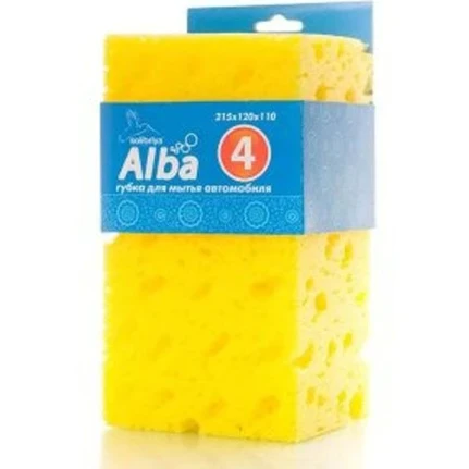 Фото для Губка для мытья а/м «Kolibriya» Alba- 4 БЛОК большой, 215х120х110мм