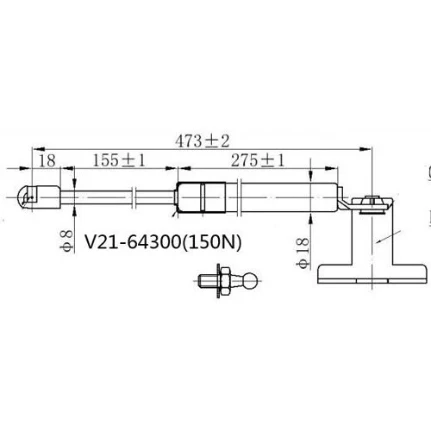 Фото для Амортизатор стекла багажника JETT V21-64300 RH Terrano D21/R50