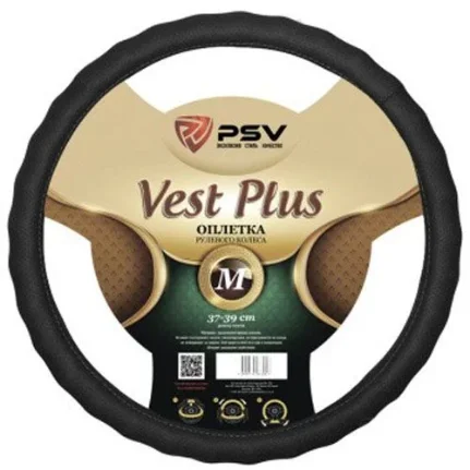 Фото для Оплетка на руль PSV VEST (EXTRA) PLUS Fiber (Черный) М, экокожа
