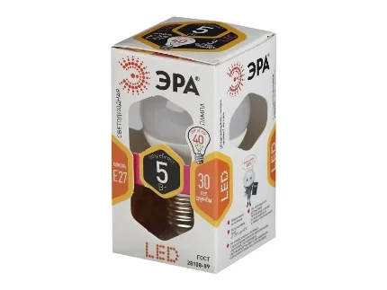Лампа ЭРА LED smd P45-5w-827-E27 \