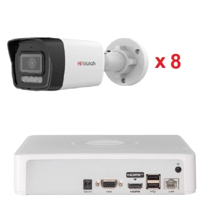 Фото для IP комплект видеонаблюдения Hiwatch DS-N208(C) + 8 DS-I450M(C)