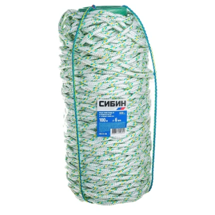 Фото для Фал плетеный 6,0мм х 100м,16-прядный, с капроновым сердечником (650 кгс) - Сибин