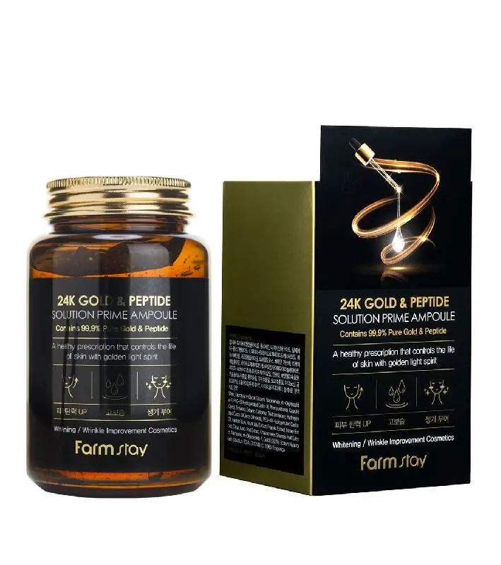 Антивозрастная сыворотка с золотом и пептидами FarmStay 24K Gold and Peptide Solution Prime Ampoule 250 ml