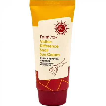 Солнцезащитный крем с муцином улитки FarmStay La Ferme Visible Difference Snail Sun Cream SPF 50