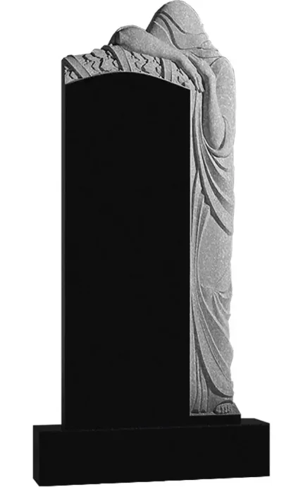 Фото для Гранитные памятники вертикальные резные черные ВАР-192 "Скорбящая" (премиум-класс)