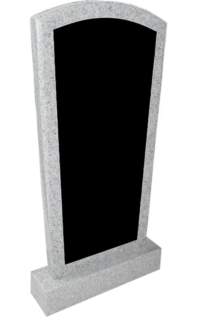 Памятник вертикальный из светло-серого гранита со вставкой из черного гранита ВБА-7