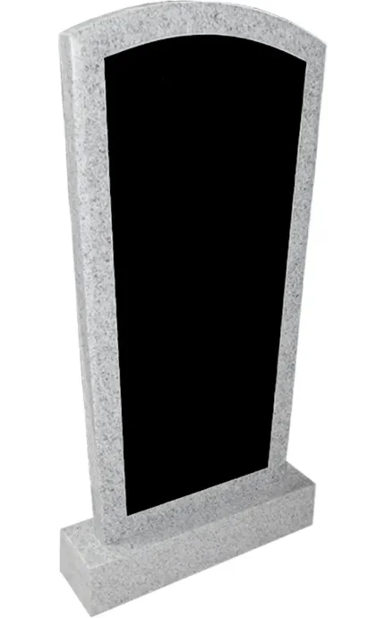Фото для Памятник вертикальный из светло-серого гранита со вставкой из черного гранита ВБА-7