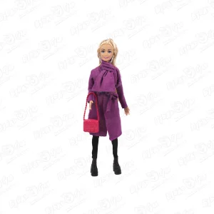Кукла София модница в бордовом приталенном пальто