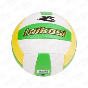 Мяч волейбольный Leikesi белый с зелено-желтыми вставками