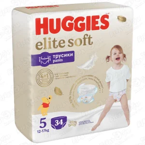 Подгузники-трусики HUGGIES Elite Soft 5 12-17кг 34шт