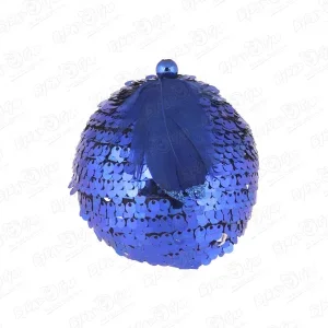 Фото для Украшение елочное шар с пайетками синий 8см