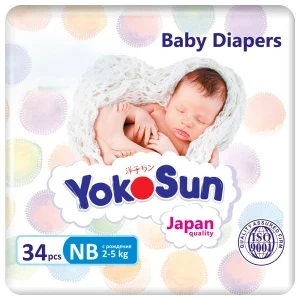 Фото для Подгузники YokoSun NB для новорожденных 2-5кг 34шт